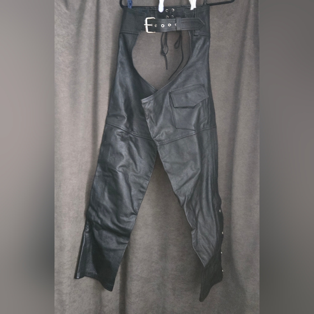 MOB Unisex Black Leather Chaps